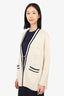 Sandro Off White Wool Perforated Logo Cardigan Size 3