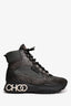 Jimmy Choo Black/Grey Metallic Lace Up High Top Sneakers Size 37.5