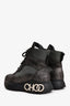 Jimmy Choo Black/Grey Metallic Lace Up High Top Sneakers Size 37.5