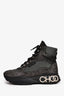 Jimmy Choo Black/Grey Metallic Lace Up High Top Sneakers Size 37.5