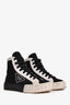 Prada Black/White Canvas Gabardine Logo High Top Sneakers Size 37 (As Is)