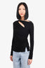 Helmut Lang Black Cut-out Ruched Long-Sleeve Top Size Medium