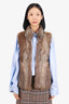 Micheal Kors Brown Rabbit Fur Vest Size M