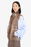 Micheal Kors Brown Rabbit Fur Vest Size M