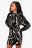 Rotate by Birger Christensen Black/White Printed Jersey Mini Dress Size 6