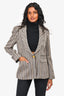 Smythe Grey Wool Blend/Cream Satin Striped Blazer Size 8