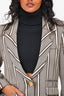 Smythe Grey Wool Blend/Cream Satin Striped Blazer Size 8
