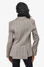 Smythe Grey Wool Blend/Cream Satin Striped Blazer Size 8