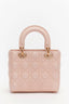 Christian Dior Pink Lambskin Cannage Mini Lady Dior Top Handle