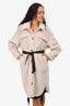 Maje Cream Faux Shearling Leather Belted Long Coat Size 36