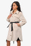Maje Cream Faux Shearling Leather Belted Long Coat Size 36
