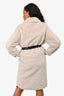 Maje Cream Faux Shearling Leather Belted Long Coat Size 36