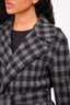 Harris Wharf London Grey Check Wool Long Wrap Coat with Belt Size 36 IT