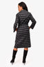 Harris Wharf London Grey Check Wool Long Wrap Coat with Belt Size 36 IT