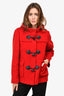 Burberry Brit Red Wool Short Toggle Coat Size 10