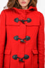 Burberry Brit Red Wool Short Toggle Coat Size 10