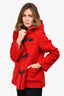 Burberry Brit Red Wool Short Toggle Coat Size 10