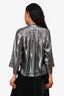 Nili Lotan Grey Metallic Button Up Size S