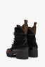 Louis Vuitton Monogram/Black Combat Boots Size 36