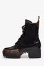 Louis Vuitton Monogram/Black Combat Boots Size 36