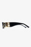 Balenciaga Black Rectangular Sunglasses with Gold BB