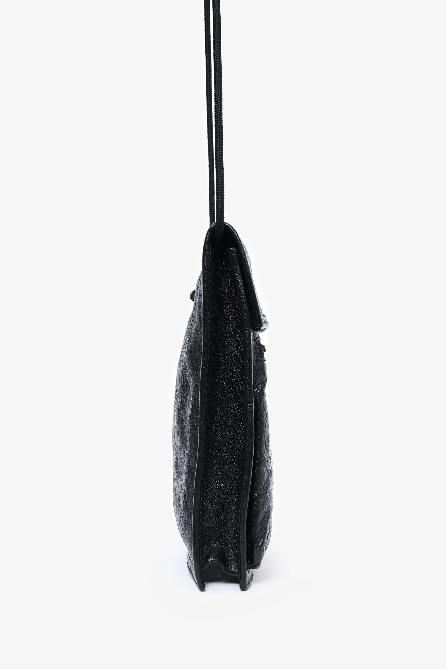 Balenciaga Black Crinkled Leather Explorer Pouch Crossbody – Mine