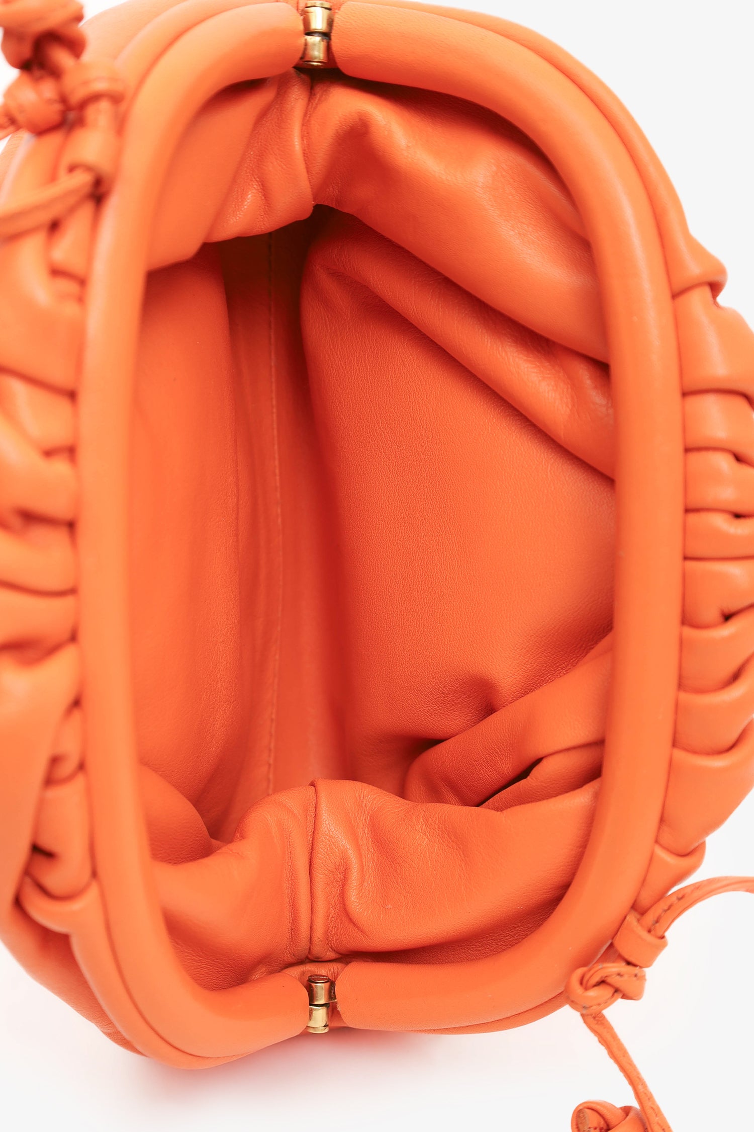 Bottega Veneta Orange Leather Mini Pouch Bag – Mine & Yours
