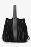 Moschino Black Suede Fringe Logo Bucket Bag