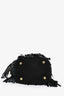 Moschino Black Suede Fringe Logo Bucket Bag