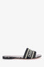 Christian Dior Gold/Black Canvas Embroidered Dway Slide Sandals Size 38
