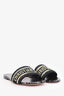 Christian Dior Gold/Black Canvas Embroidered Dway Slide Sandals Size 38