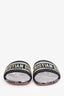 Christian Dior Gold/Black Canvas Embroidered Dway Slide Sandals Size 38