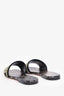 Christian Dior Gold/Black Canvas Embroidered Dway Slide Sandals Size 38