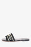 Christian Dior Gold/Black Canvas Embroidered Dway Slide Sandals Size 38