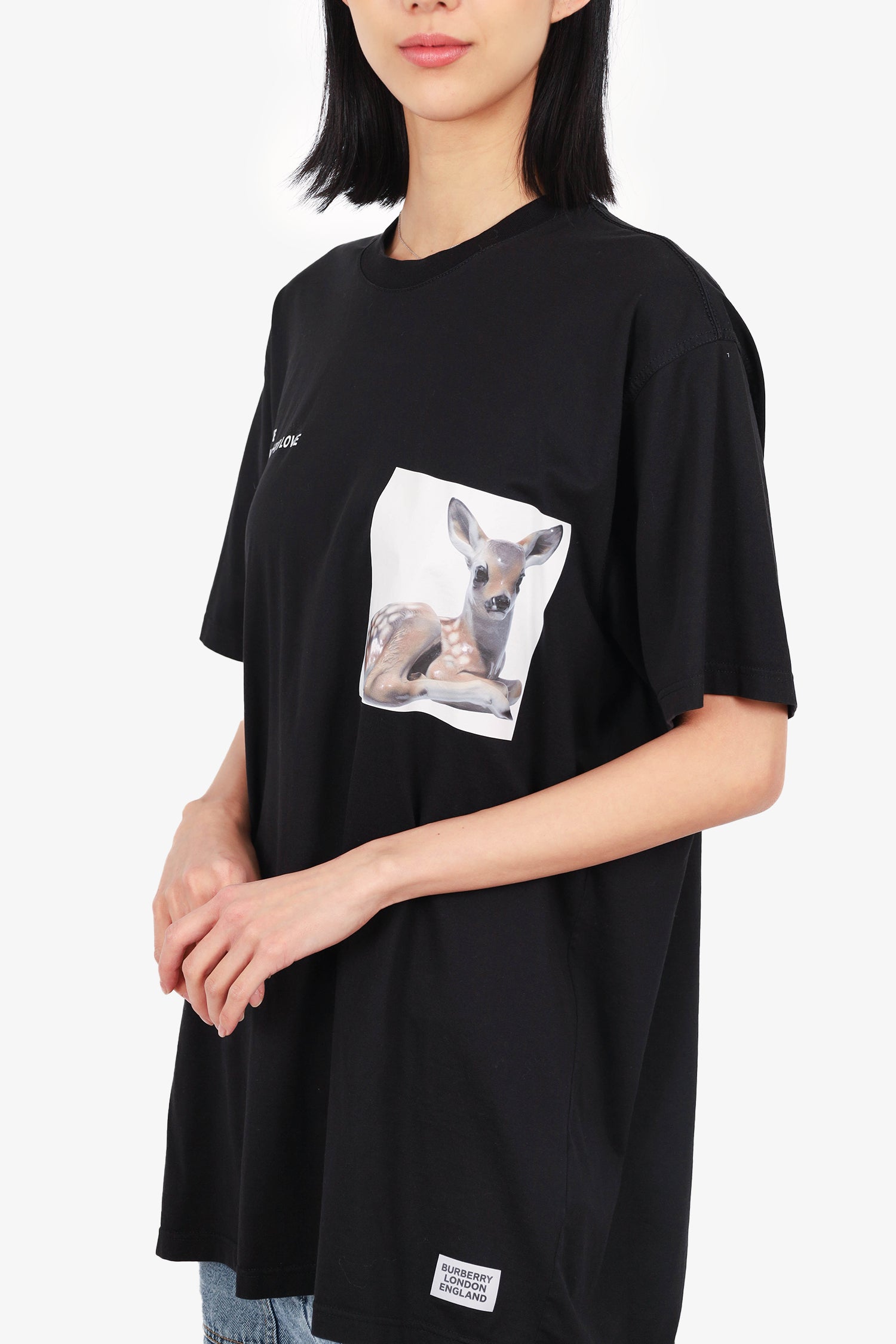 Bambi White Burberry バンビ Tシャツ ブラック BURBERRY Print Burberry XXL T-Shirt Neck Crew Cotton トップス