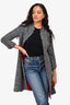 Pre-Loved Chanel™ Pre-Fall 2024 Grey Tweed Coat with Red Interior Size 36