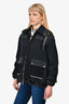 Lorena Antoniazzi Black Tweed/Nylon Zip-Up Hooded Jacket Size 38