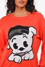 Moschino Orange Cotton Puppy Crewneck Sweater Size S