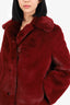 Burberry Burgundy Faux Fur Cropped Coat Size 2