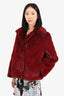 Burberry Burgundy Faux Fur Cropped Coat Size 2