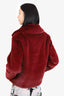 Burberry Burgundy Faux Fur Cropped Coat Size 2