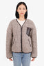 Nanushka Brown Shearling Charlu Zip-Up Jacket Size XS