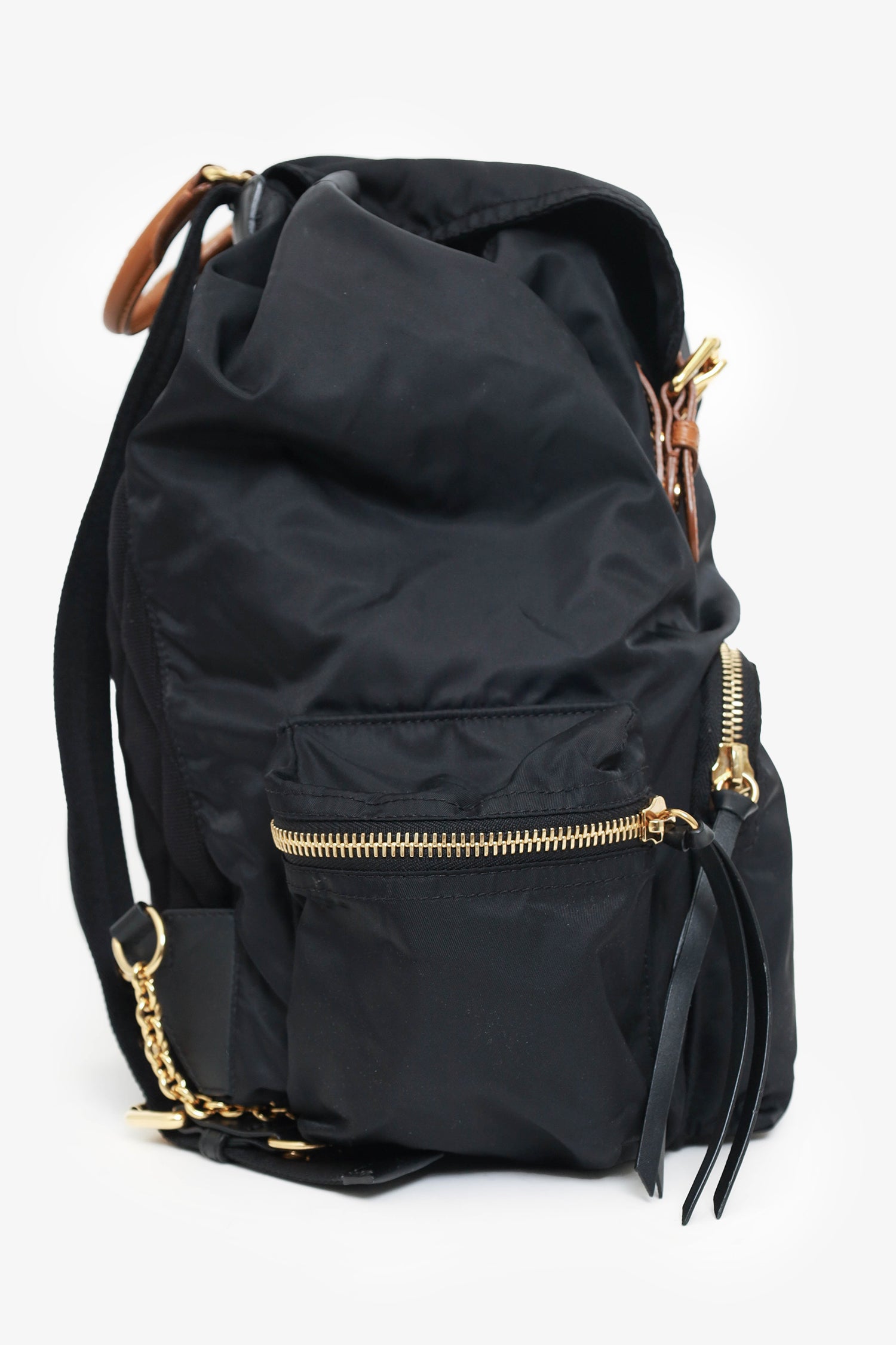burberry black mini backpack Burberry Black Nylon Chain Mini Backpack – Mine & Yours