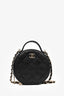 Pre-Loved Chanel™ Black Caviar Leather Round Mini 'Handle with Care' Vanity with Chain
