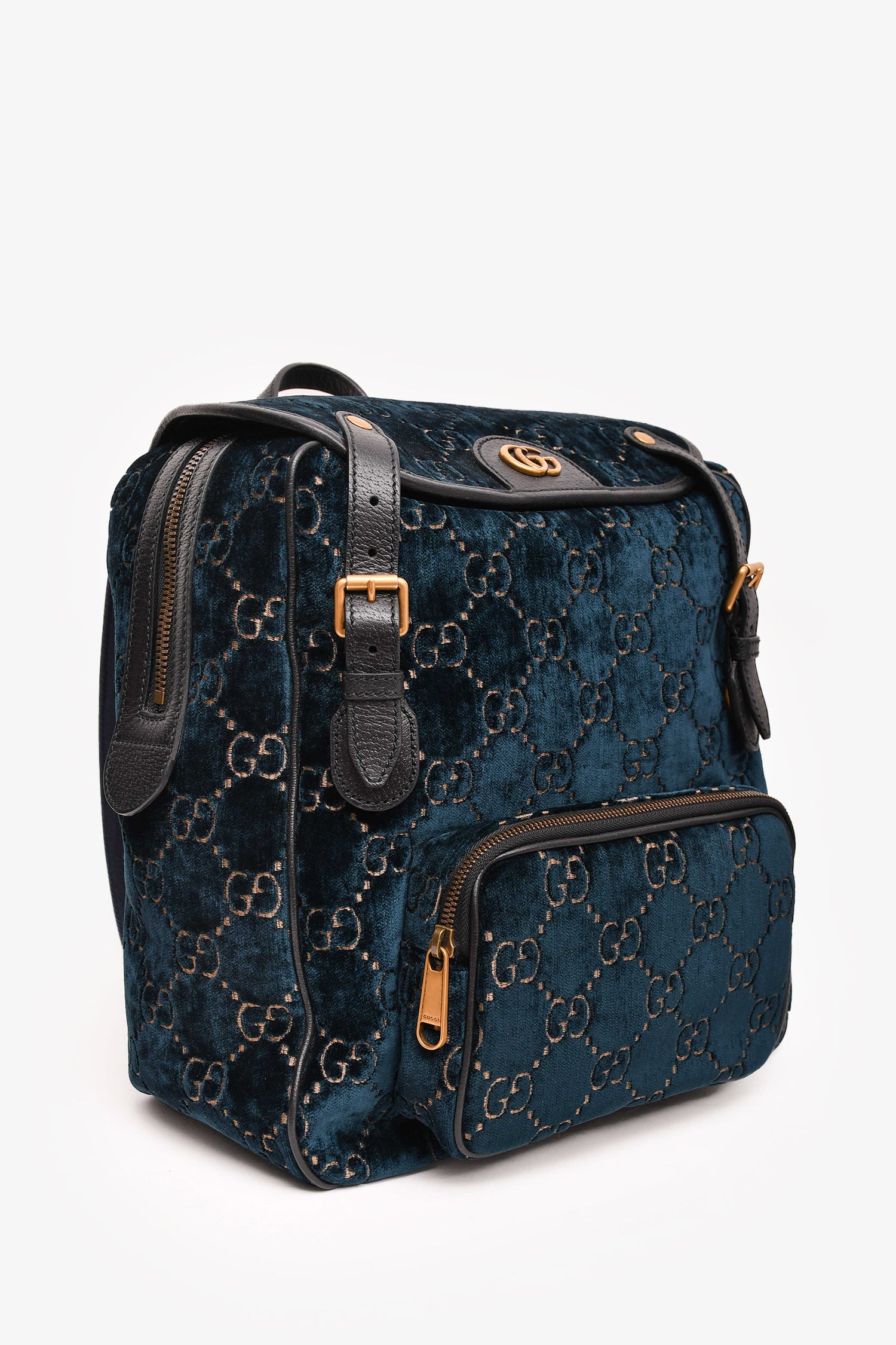 Gucci Navy Velvet/Gold Velvet Lady Web Backpack – Mine & Yours