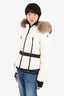 Moncler White Grenoble Puffer Jacket with Fur Hood Size 3