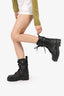 Valentino Black Leather Laser Cut Combat Boots Size 38
