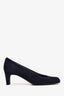 Stuart Weitzman Navy Suede Leather Logo Chip Pump Heels Size 7