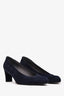 Stuart Weitzman Navy Suede Leather Logo Chip Pump Heels Size 7
