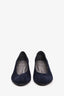 Stuart Weitzman Navy Suede Leather Logo Chip Pump Heels Size 7